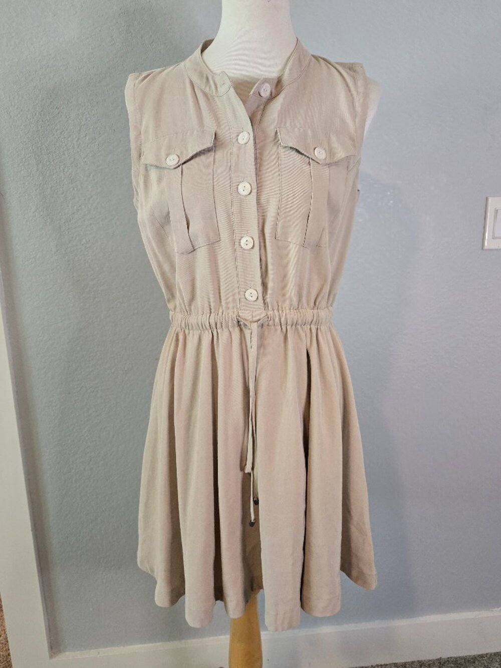 Nine West Beige Utility Shirt Dress Size Medium